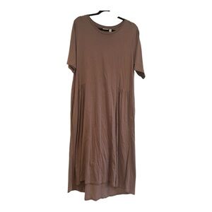 LOGO Lori Goldstein Katya Purple Neutral Dress L Lagenlook Swing A397280